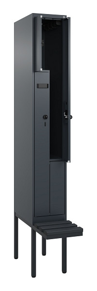 C+P Z-Spind Evolo PLUS, Bank, 2 Fächer, 2120x300x815mm, 7016/7016, Drehriegel, Material Sitzfläche Kunststoff, 0490437-102 S10070