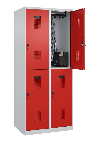 C+P Doppelstöckiger Spind Evolo PLUS, 4 Fächer, 1850x800x500mm, 7035/3020, Drehriegel, 049300-22 S10005