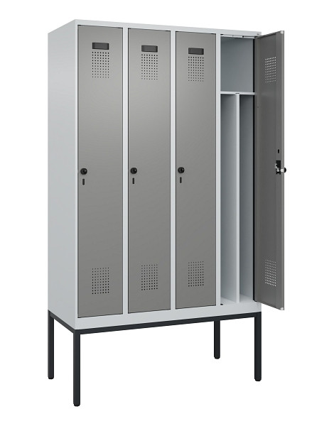 C+P Spind Evolo PLUS, Gestell, 4 Abteile, 2120x1200x500mm, 7035/0004, Verschluss Drehriegel, 0490307-40F S10014