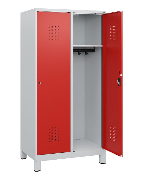 C+P Spind Evolo PLUS, Füße, 2 Abteile, 1630x800x500mm, 7035/3020, Zylinderschloss, 0490105-22 S10028