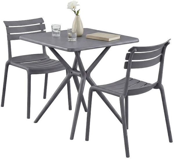 CLP Gartenmöbel-Set Vela mit 2 Stühlen, dunkelgrau, 328035