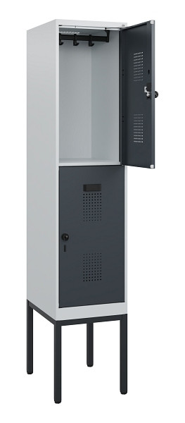 C+P Doppelstock-Spind Evolo PLUS, Gestell, 2 Fächer, 1950x400x500mm, 7035/7016, Drehriegel, 0493305-12 S10012