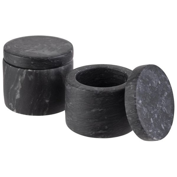 APS Marmordosen für Gewürze, 2er-Set, Marmor, Ø 6 cm, Höhe 5 cm, Fassungsvermögen 40ml, 15920