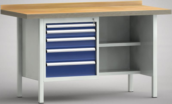 KLW Standard-Werkbank - 1500 x 700 x 840 mm L x T x H, links 50EA/75EA/100EA/125EA/150EA, WS138N-1500M40-E7023