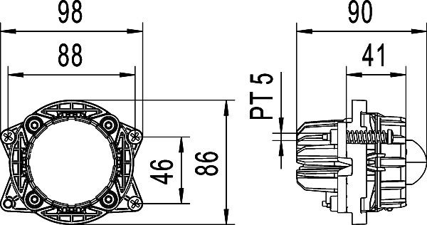 HELLA symmetrisch/LED-Fernscheinwerfer, Modul 60, 12V, Referenz: 12.5, CCC/ECE-R113/ECE-R10/E4 0313/E12 0074/ECE-R149, mit Tragrahmen, 1KL 998 670-051