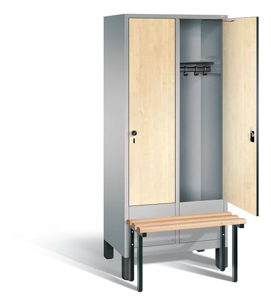 C+P Garderobenschrank Evolo, H1850xB810xT815mm, Farbe: Weißaluminium / Dekor Donau-Ahorn, 48030-22 S10115
