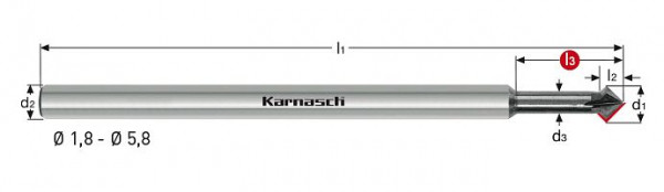 Karnasch VHM-Entgrater, extra lang 45° Vorwärts- und Rückwärts d= 7,8 / L3= ohne Z= 4 DCA-06, 3065400780