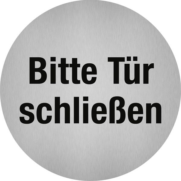 Moedel Piktogramm Bitte Tür schließen, Edelstahl, selbstklebend, Ø 50 mm, 52524