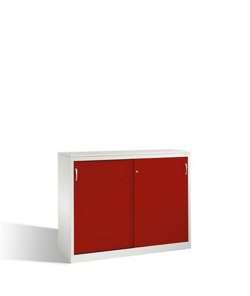 C+P Sideboard mit Schiebetüren Acurado, H1200xB1600xT500mm, Farbe: Lichtgrau / Rubinrot, Bügelgriff, 3 OH, 2157-1200 S10050