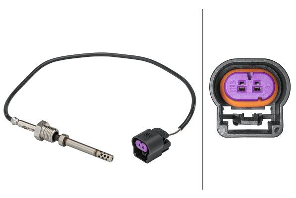 HELLA Sensor, Abgastemperatur, 2-polig, geschraubt, Kabel: 400mm, 6PT 358 181-701