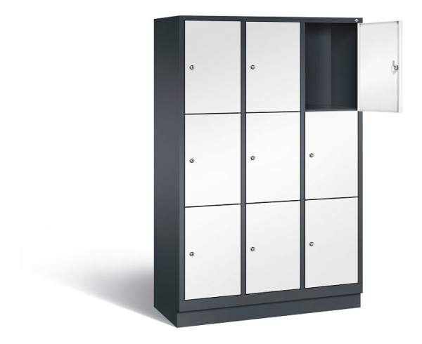 C+P Schließfachschrank Evolo, H1800xB1200xT500mm, Farbe: Schwarzgrau / Verkehrsweiß, 48020-323 S10224