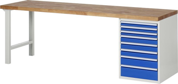 RAU Werkbank Serie 7000 - Modell 7519-1, B2500 x T700 x H890 mm, Systemunterbau B2500 x T650 x H850 mm, 03-7519A1-257B4M.11