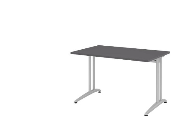 Hammerbacher Schreibtisch C-Fuß 160x80cm Graphit, horizontale Kabelwanne, Arbeitshöhe 72 cm, VBS16/G/S