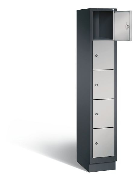 C+P Schließfachschrank Evolo, H1800xB320xT500mm, Farbe: Schwarzgrau / Weißaluminium, 48020-105 S10051