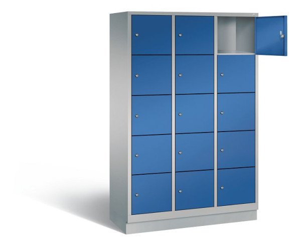 C+P Schließfachschrank Evolo, H1800xB1200xT500mm, Farbe: Weißaluminium / Enzianblau, 48020-325 S10146