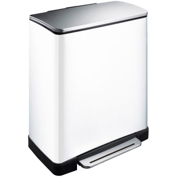 STEIN HGS E-Cube Recycling Treteimer, weiß, edelstahl, matt, 28 + 18 Liter, 83996.0004