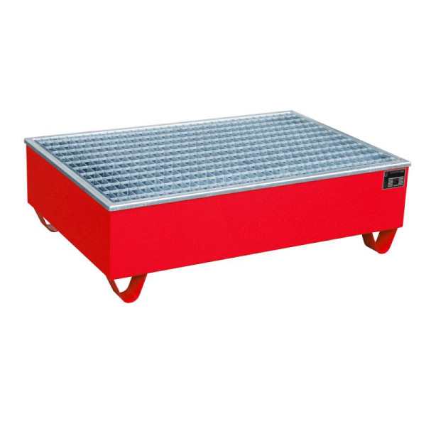 STEIN HGS Auffangwanne AW/PE, mit PE-Kunststoffeinsatz, 208 Liter, RAL 3000 feuerrot, Gesamthöhe 365 mm, lackiert, 2 x 200 Liter Fass, 79188.0020