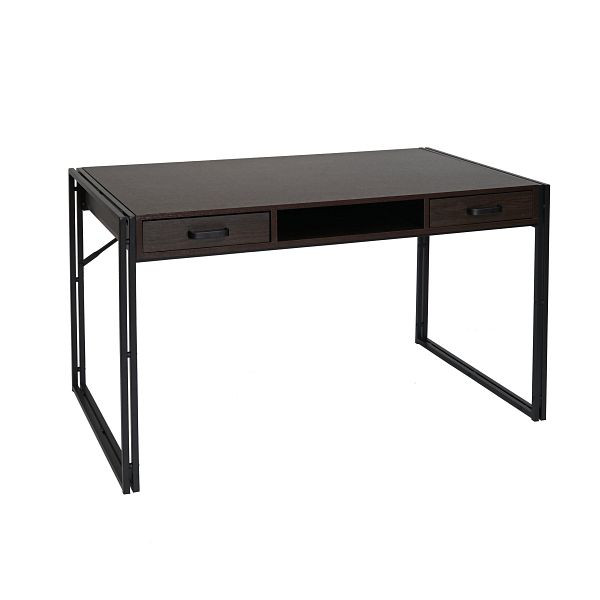 Mendler Schreibtisch HWC-A27, Bürotisch Computertisch, 122x70cm 3D-Struktur, dunkelbraun, 75018+75019