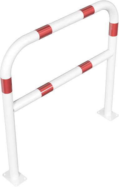 Schake Abweisebügel aus Stahlrohr Ø 60 x 2,5 mm Breite: 1000 mm, Gesamthöhe: 1000 mm mit Querholm, feuerverzinkt beschichtet weiß / rot, 465_62B