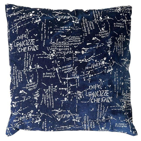 Mendler Deko-Kissen Schrift, Sofakissen Zierkissen mit Füllung, blau Glanz-Effekt 45x45cm, 51875