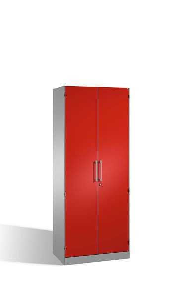 C+P Flügeltürenschrank Asisto, H1980xB800xT435mm, Farbe: Weißaluminium / Rubinrot, Bügelgriff, 5 OH, 141003-000 S10196