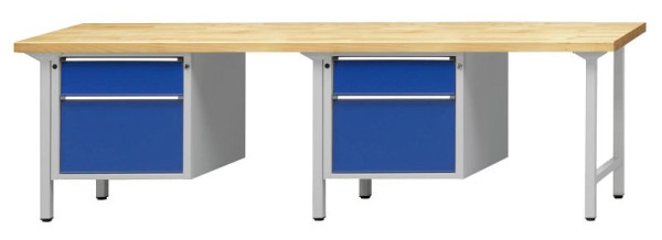 ANKE Werkbänke Kombiwerkbank, Modell 731 V, 2800 x 700 x 850 mm, RAL 7035/5010, UBP 50 mm, 411.306