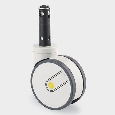 TENTE-ROLLEN Lenkrolle mit Feststeller, Rad-Ø 150 mm, Tragfähigkeit 150 kg, Bauhöhe 175 mm, zentral feststellbar, 2946USX150R26-28S45 RAL9002 4xM8