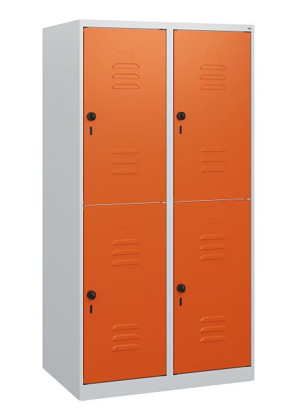 C+P Doppelstöckiger Spind Classic PLUS, 2 Abteile, 1530x800x500mm, 7035/2004, Drehriegel, 0803005-22 S10000