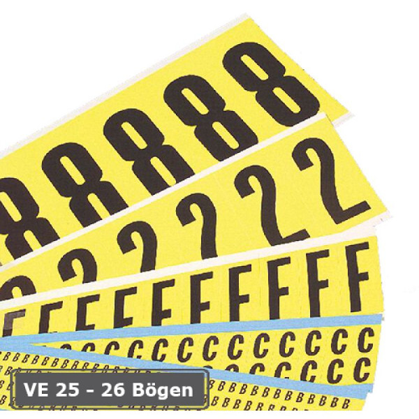 Stein HGS Buchstaben oder Ziffern, selbstklebend zur Lagerkennzeichnung Kombipackungen, Ziffern 16 mm / 14 x 19 mm, 25 Bögen/32 Etiketten je Bogen, 90.7054