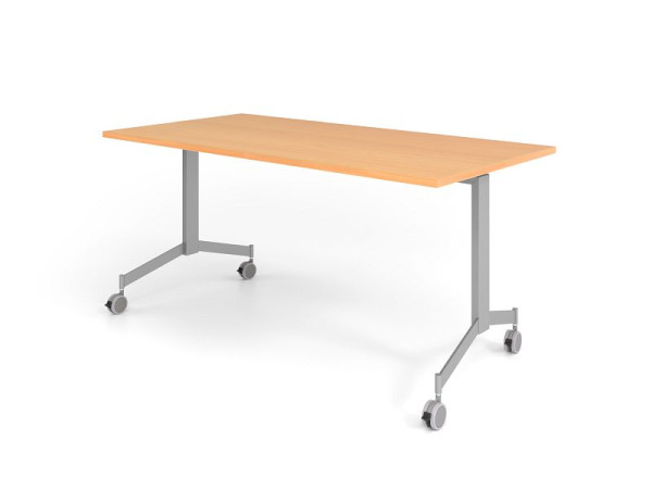 Hammerbacher Klapptisch fahrbar 160x80cm, Buche, Tischplatte um 90° kippbar, VKF16/6/S