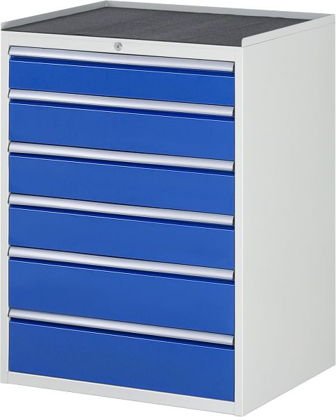 RAU Schubladenschrank Serie 7000, B770 x T650 x H1035mm, Metallauflage, Höhe 25 mm, Schubladen: 1xH120, 3xH150, 2xH180 mm, 13-XL7.6A-MT.11
