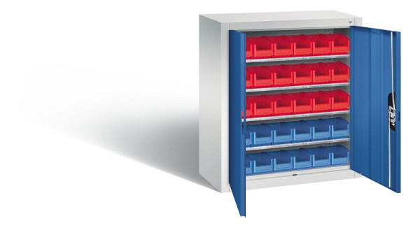 C+P Magazinschrank Serie 13, H830xB700xT300mm, Farbe: Lichtgrau / Enzianblau, Muldengriff, 134013-23 S10025