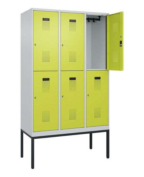 C+P Doppelstock-Spind Evolo PLUS, Gestell, 6 Fächer, 2120x1200x500mm, 7035/0024, Zylinderschloss, 0493307-32 S10042