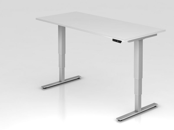 Hammerbacher Sitz-Steh-Schreibtisch elektrisch 180x80cm Weiß, Arbeitshöhe 63,5 -128,5 cm, VXDSM19/W/S