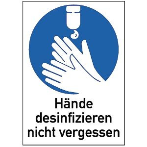 Moedel Hände desinfizieren nicht vergessen, Kombischild, Kunststoff, 210x297 mm, 52721