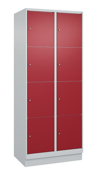 C+P Schließfachschrank Classic PLUS, Sockel, 2 Abteile mit je 4 Fächern, 1950x800x500mm, 7035/3003, 080020-224 S10001