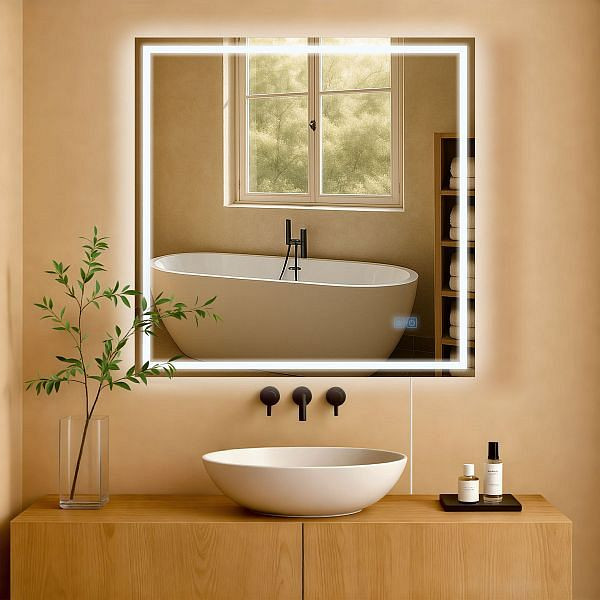 CLP Badspiegel Jaffrey 80x80 mm ohne Bluetooth, klarglas, 326277