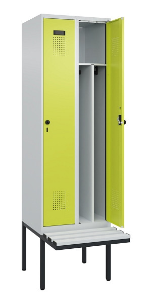 C+P Spind Evolo PLUS, 2 Abteile, 2120x600x815mm, 7035/0024, Drehriegel, Material Sitzfläche Kunststoff, 0490407-20F S10069