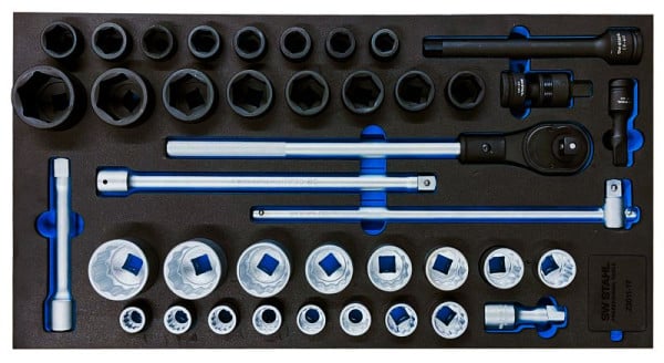 SW-Stahl Werkstattwagensortiment, Steckschlüssel mit Ratsche, 3/4“, 40-teilig, Z3011-17