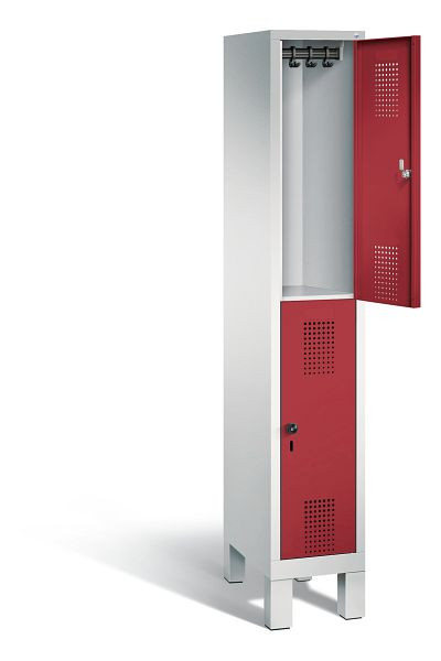 C+P Spind doppelstöckig Evolo, H1850xB320xT500mm, Farbe: Lichtgrau / Rubinrot, 48310-10 S10034