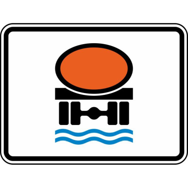 Stein HGS Streckenverbot für Fahrzeuge mit wassergefährdender Ladung Nr. 1052-31, 562x750mm /RA1/Flachform 3mm, mit Bohrung nach IVZ-Norm, 1052-31-313-2