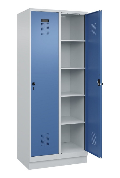 C+P Wäsche-Spind Evolo PLUS, mit Sockel, 2 Abteile, 1950x800x500mm, 7035/5023, Verschluss Drehriegel, Ablageböden 8, 049020-22B S10008