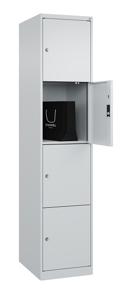 C+P Schließfachschrank Evolo PLUS, 4 Fächer, 1850x400x500mm, 7035/7035, 049000-124 S10013