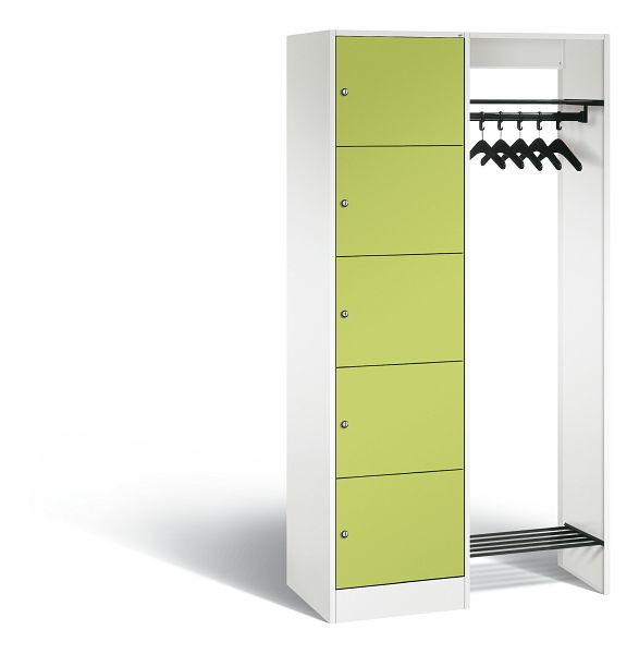 C+P Garderobe Serie 8070, H1950xB960xT480 mm, Weiß/Viridingrün, 82700-00 S10383