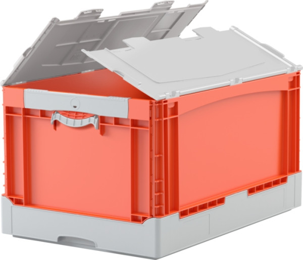 BITO KlappboxEQD64281LR orange, Liftgriff Deckel Rippenboden, 400x297x600mm, 31466