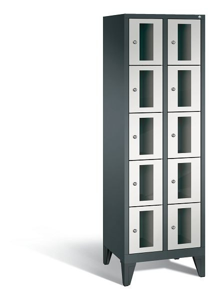 C+P Schließfachschrank Classic, 10 Fächer, H1850xB610xT500 mm, Anthrazit/Grau, 8010A205 S10020