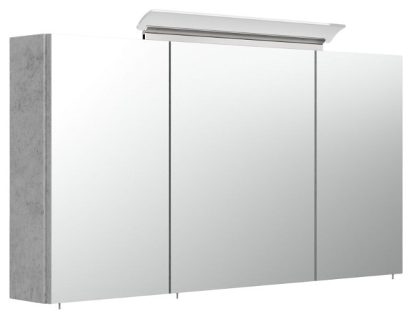 Posseik Spiegelschrank 120cm inkl. Design LED-Lampe und Glasböden beton, 120 x 62 x 17 cm, PSPS120CM1000216DE