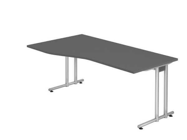 Hammerbacher Schreibtisch C-Fuß 180x100/80cm Graphit/Silbe, VNS18/G/S