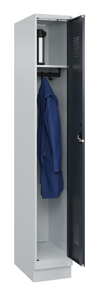 C+P Spind Evolo PLUS, mit Sockel, 1 Abteil, 1950x300x500mm, 7035/7016, Verschluss Zylinderschloss, Ablageböden 1, 049020-10 S10039