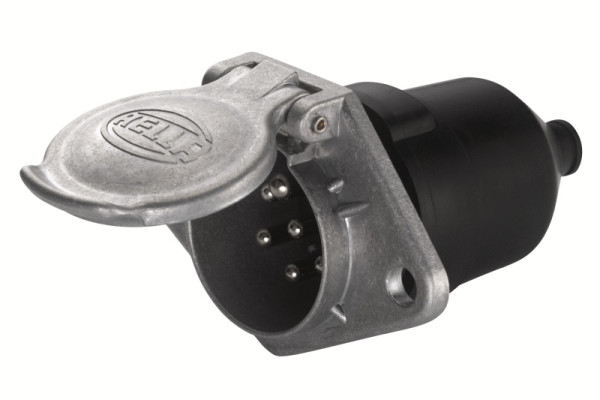 HELLA Steckdose, 24V, 7-polig, Stecker: Flachstecker, Länge: 103mm, Aluminium, DIN/ISO: 1185 N-Typ, 8JB 003 833-011